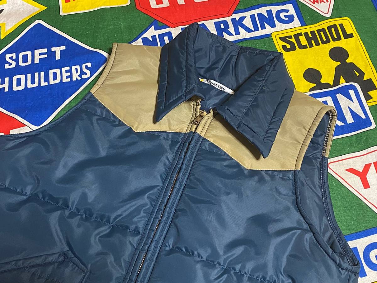 入園入学祝い ☆ヨーク部分の切り替えが◎☆Made in USA製アメリカ製Key Imperialキーインペリアルビンテージナイロンベスト70s70年代ツートン紺色ベース Mサイズ 入園入学祝い ☆ヨーク部分の切り替えが◎☆Made in USA製アメリカ製Key Imperialキーインペリアルビンテージナイロンベスト70s70年代ツートン紺色ベース Mサイズ