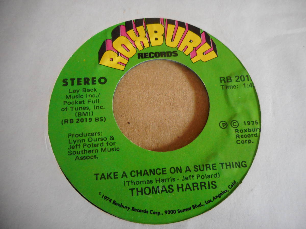 【SOUL FUNK 7inch】Thomas Harris / Can You Handle It / Take A Chance On A Sure Thing_画像2