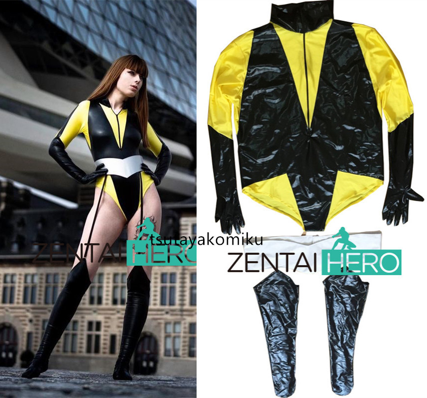 高品質 新作 Silk Spectre 黄黒タイツ コスプレ衣装 風 靴とウィッグ 別売り_画像1