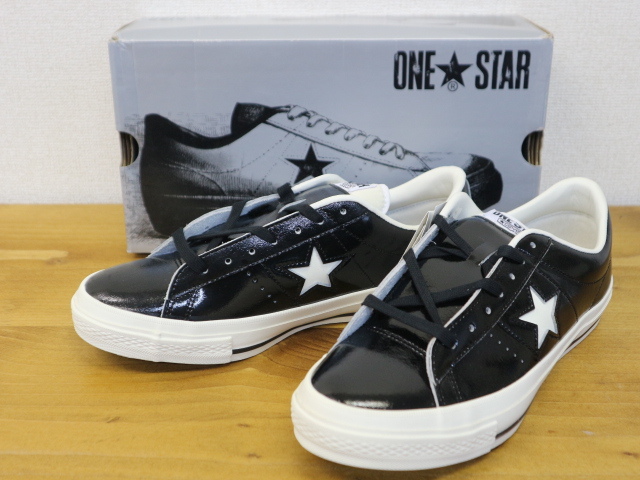 2000年初期 新品 CONVERSE One Star Enamel Leather Ox US9 27.5cm ブラック コンバース ワンスター エナメルレザー 1C014 スニーカー_画像1