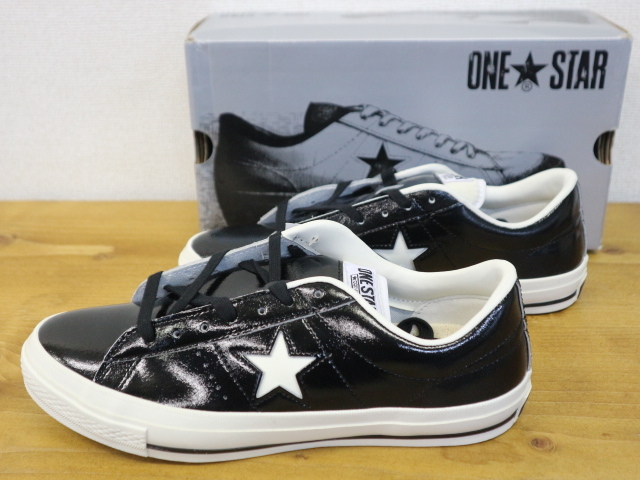 2000年初期 新品 CONVERSE One Star Enamel Leather Ox US9 27.5cm ブラック コンバース ワンスター エナメルレザー 1C014 スニーカー_画像2