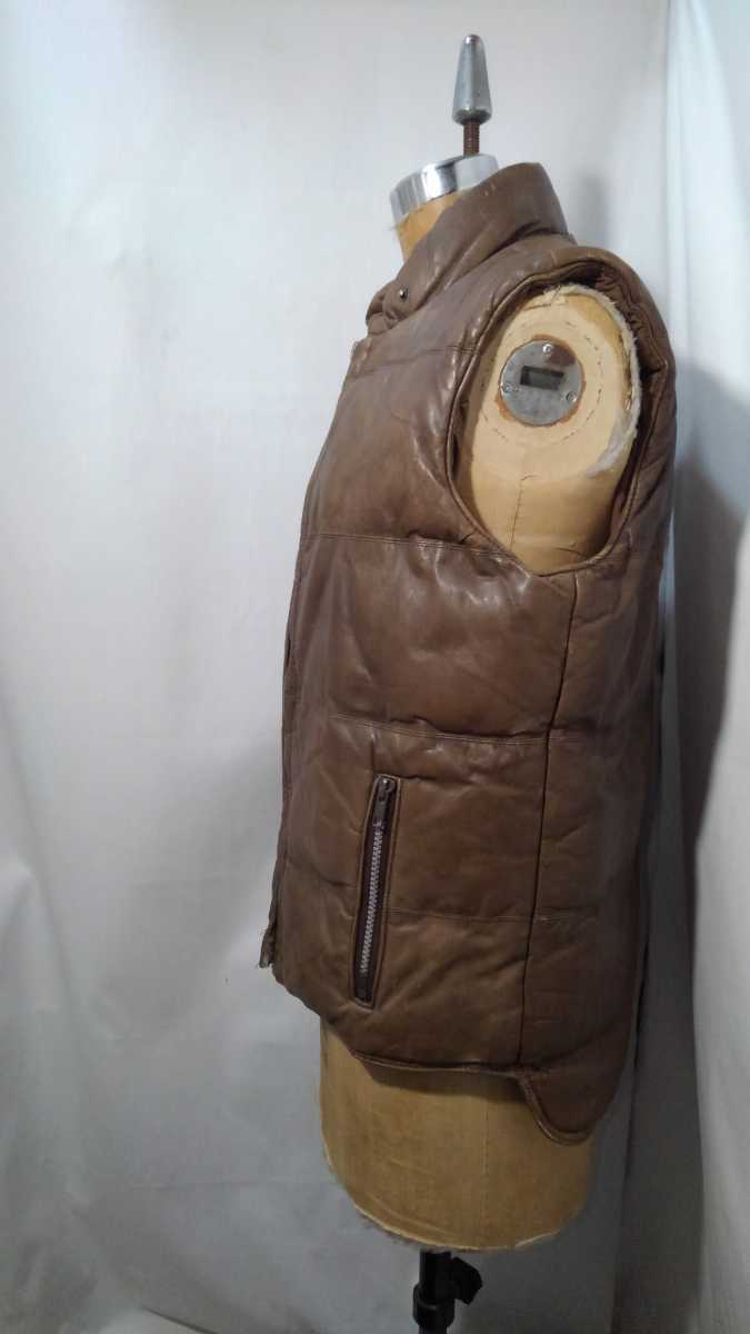 Vintage Henry Grethel reversible padding leather vest 80s ヘンリーグレテル リバーシブル 中綿 レザー ベスト ビンテージ_画像3