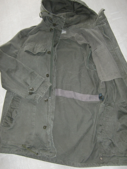 送料無料 80's VINTAGE EU ユーロ ミリタリー コート フーディ パーカー OPTI ZIP ドイツ軍 ARMY モッズコート 48(M~L)マンパ ワーク OD _画像9