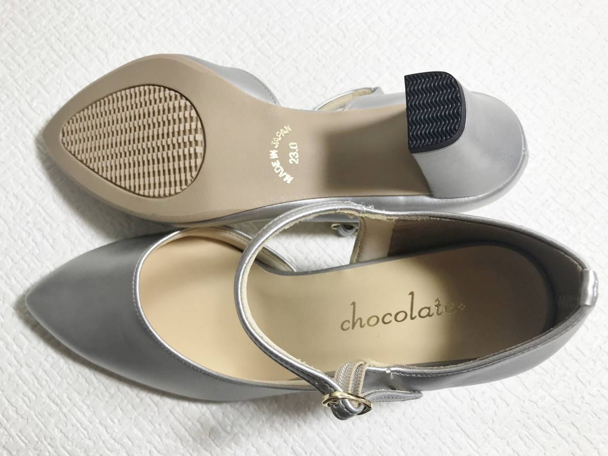 SH21* new goods *chocolate strap futoshi heel almond tu pumps 23.0 made in Japan 