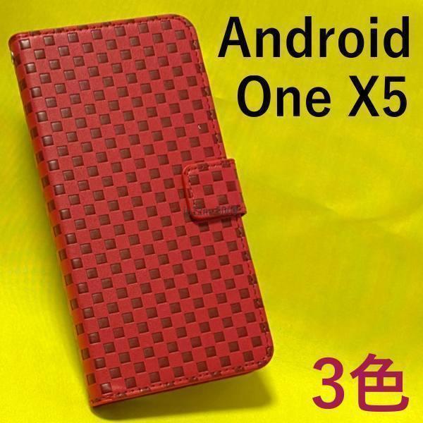 Android One X5 チェック柄手帳型ケース_画像1