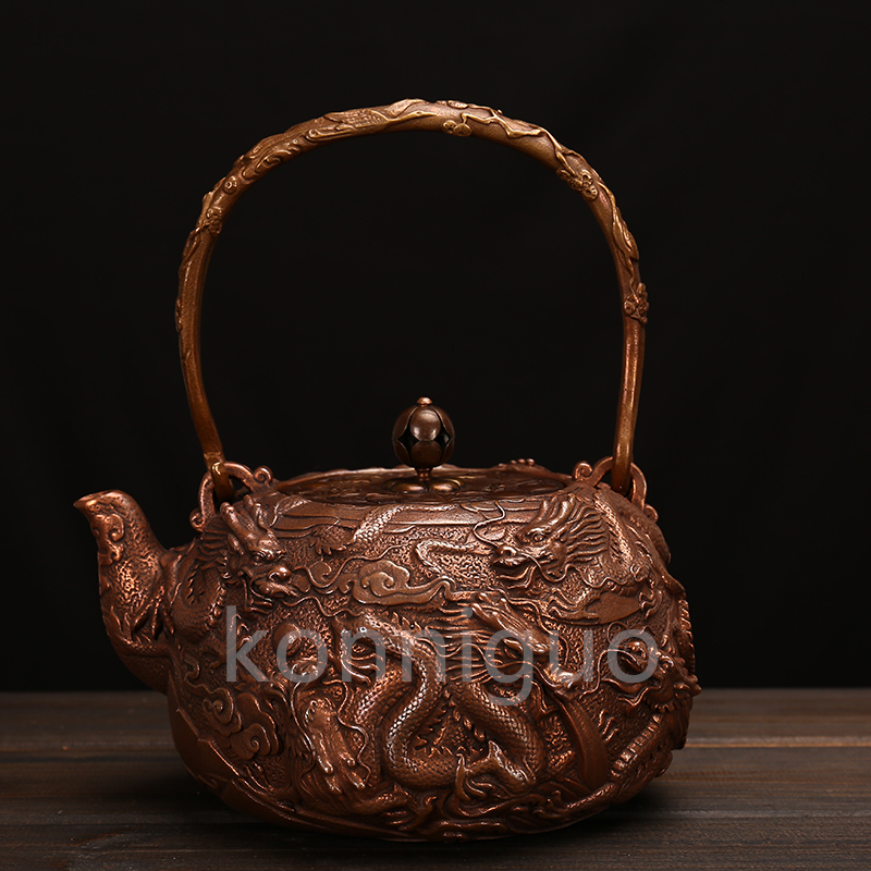  free shipping! dragon . pattern attaching handmade copper ... hand made red copper teapot original copper .... thickness copper holiday business gift tea set KK56