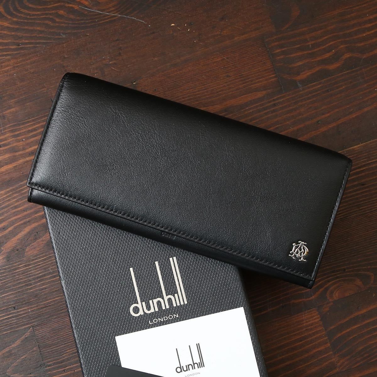 未使用 dunhill ダンヒル 二つ折り 長財布 レザー 黒 A37