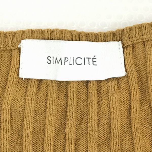 送料込★SIMPLICITE/シンプリシティ★コットン/長袖リブニットセーター【レディースM/茶/ブラウン系】Vネック◆BF973