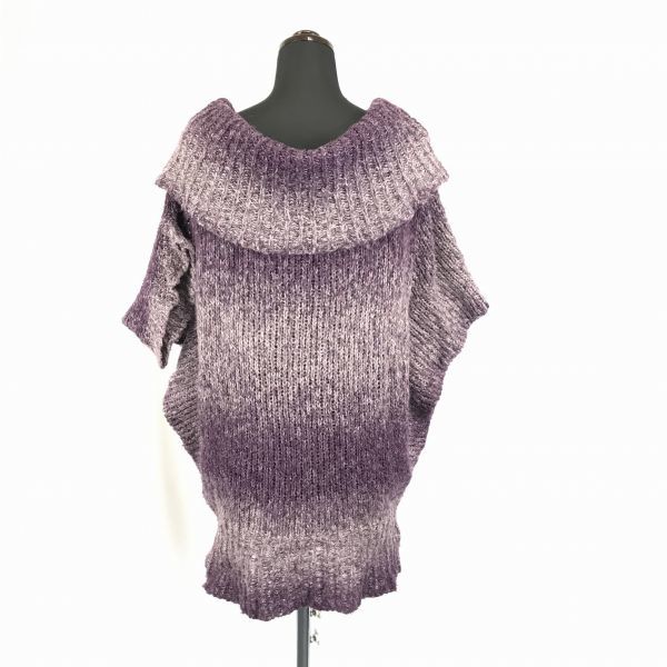 JILL STUART/ Jill Stuart * короткий рукав дизайн вязаный свитер [ женский M/ фиолетовый / лиловый ] объем воротник / градация *BF972