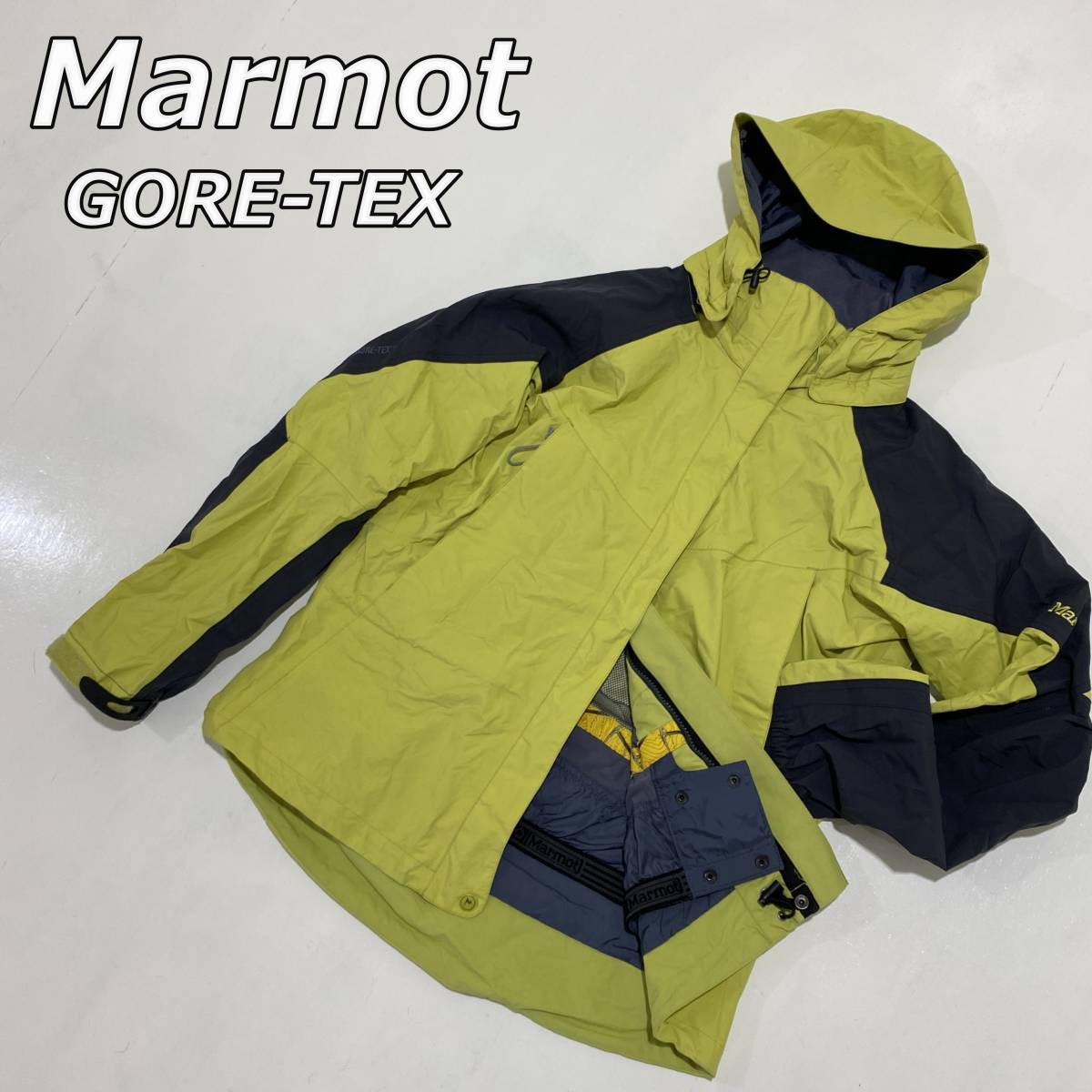 【Marmot】マーモット GORETEX ゴアテックス マウンテンパーカー ナイロン ジャケット アウトドア イエロー ブラック 黄 黒 ビンテージ