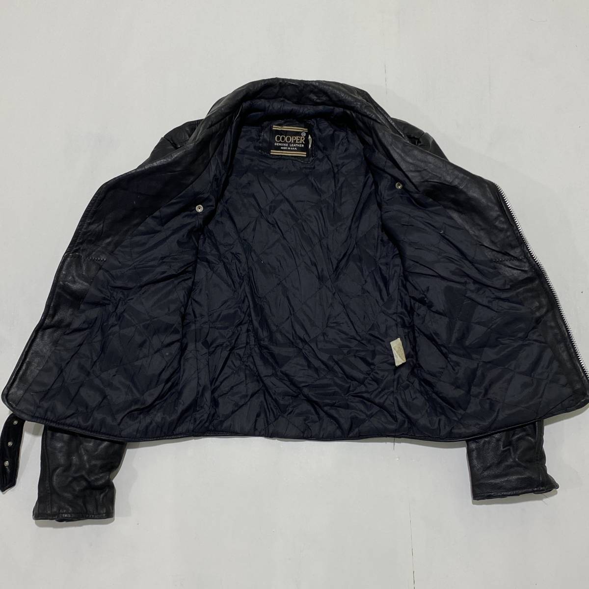 80年代【COOPER】クーパー USA製 IDEAL ZIP レザー ダブル 80年代【COOPER】クーパー USA製 IDEAL ZIP レザー ダブル