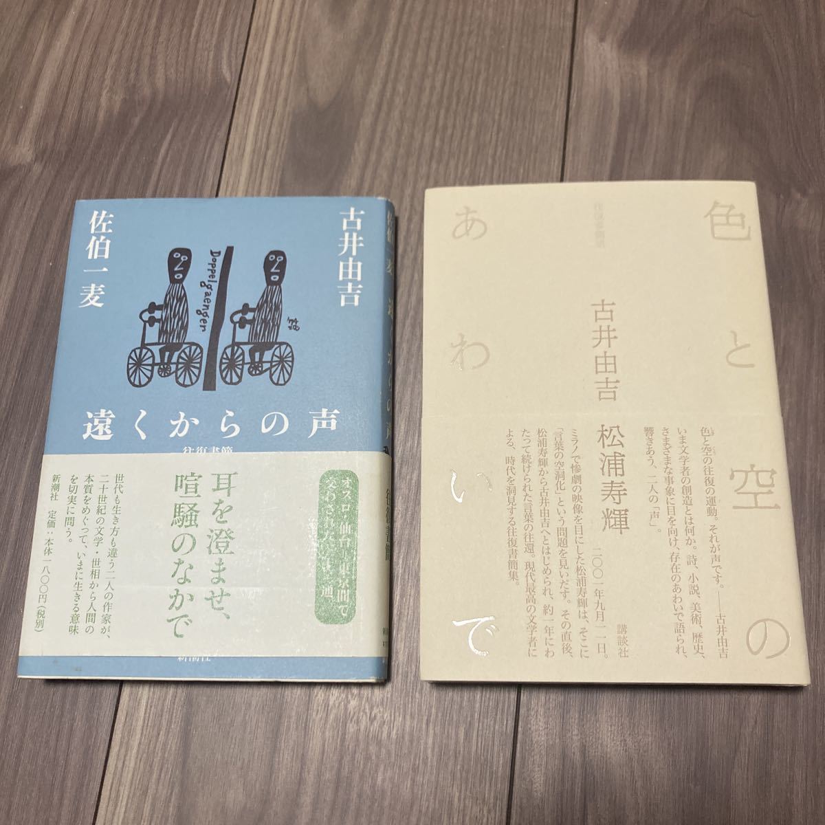 【サイン・署名本】古井由吉・佐伯一麦 「遠くからの声」古井由吉・松浦寿輝「色と空のあわいで」 往復書簡集 2冊セット【送料無料】_画像1