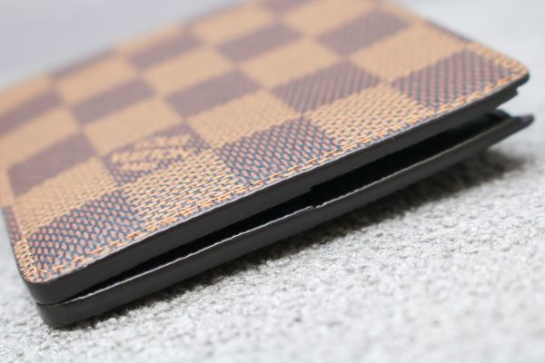 美品 ルイヴィトン N61208 ポルトフォイユ スレンダー ダミエ 二つ折り 財布 カードケース 札入れ LOUIS VUITTON_画像6