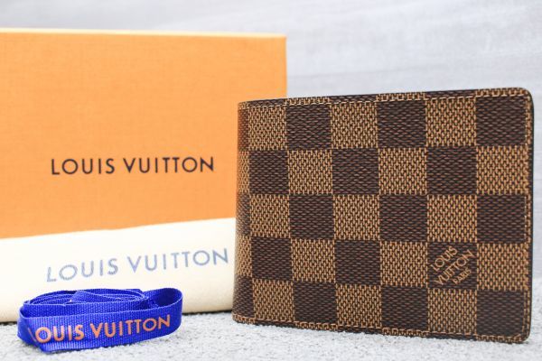 美品 ルイヴィトン N61208 ポルトフォイユ スレンダー ダミエ 二つ折り 財布 カードケース 札入れ LOUIS VUITTON_画像1