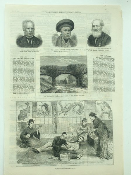 1882年 長崎の入れ墨師の図 ロンドン絵入り新聞 オリジナル木版画_画像2