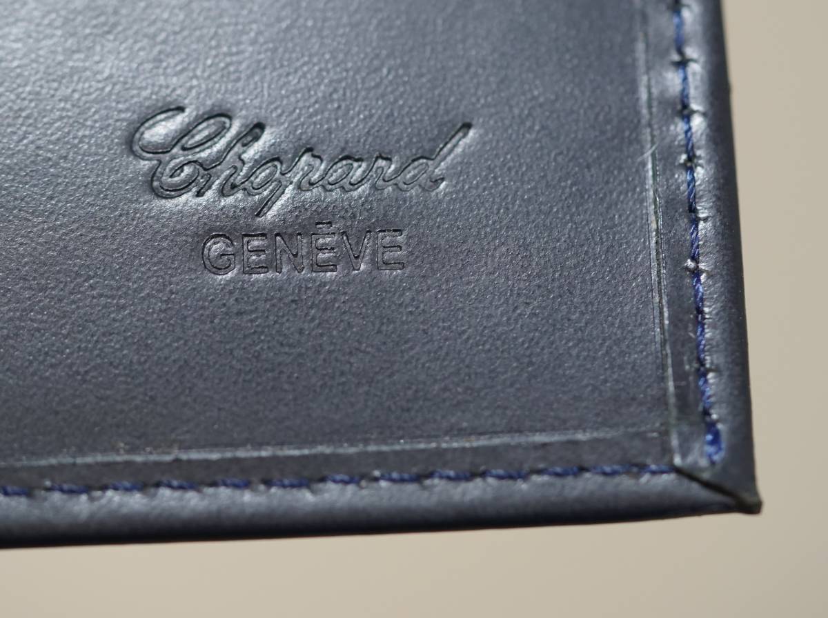 Chopard ショパール メンズ札入れ 二つ折り 財布 ネイビー×最高級本革カーフ