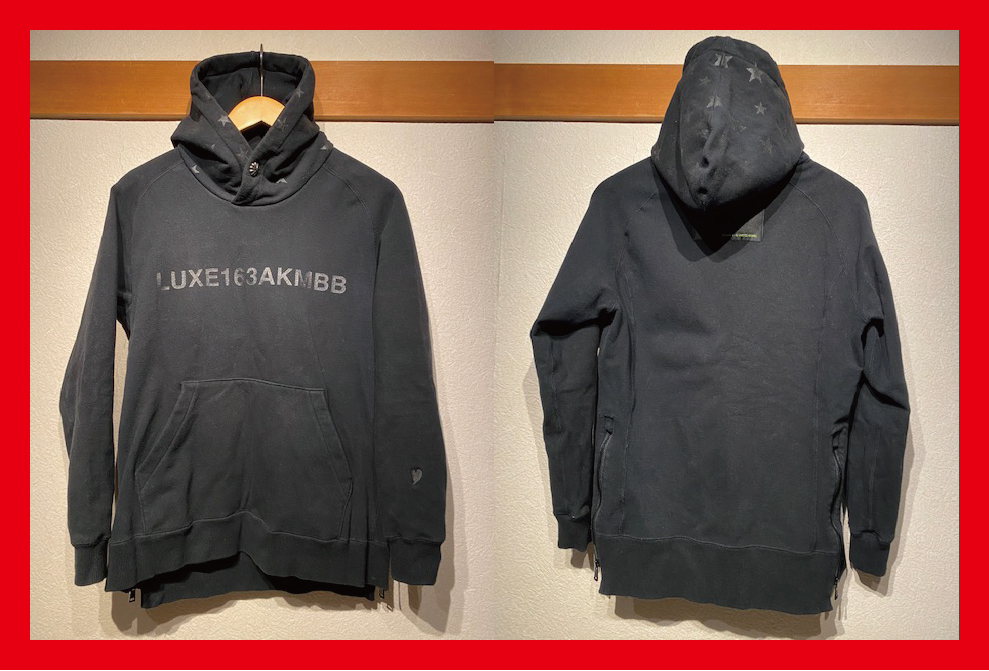 ♪送料無料★LUXE 163 AKM BB★パーカー★PULLOVER STARLOGO PARKA WITH BOTH SIDE ZIP★EP-5★2019SS★ZJ058★定価51,840円★黒×黒★M♪