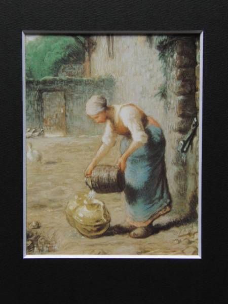 Jean-Franois Millet、桶の水をあける女、希少画集画、状態良好、新品高級額装付、送料無料、洋画 人物 、fan_画像3
