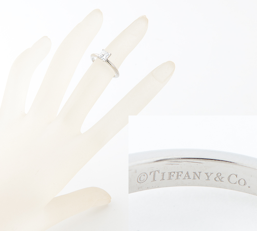  Tiffany sleigh tia Princess cut diamond 0.76ct platinum 950 11 number ring * ring [ used ]