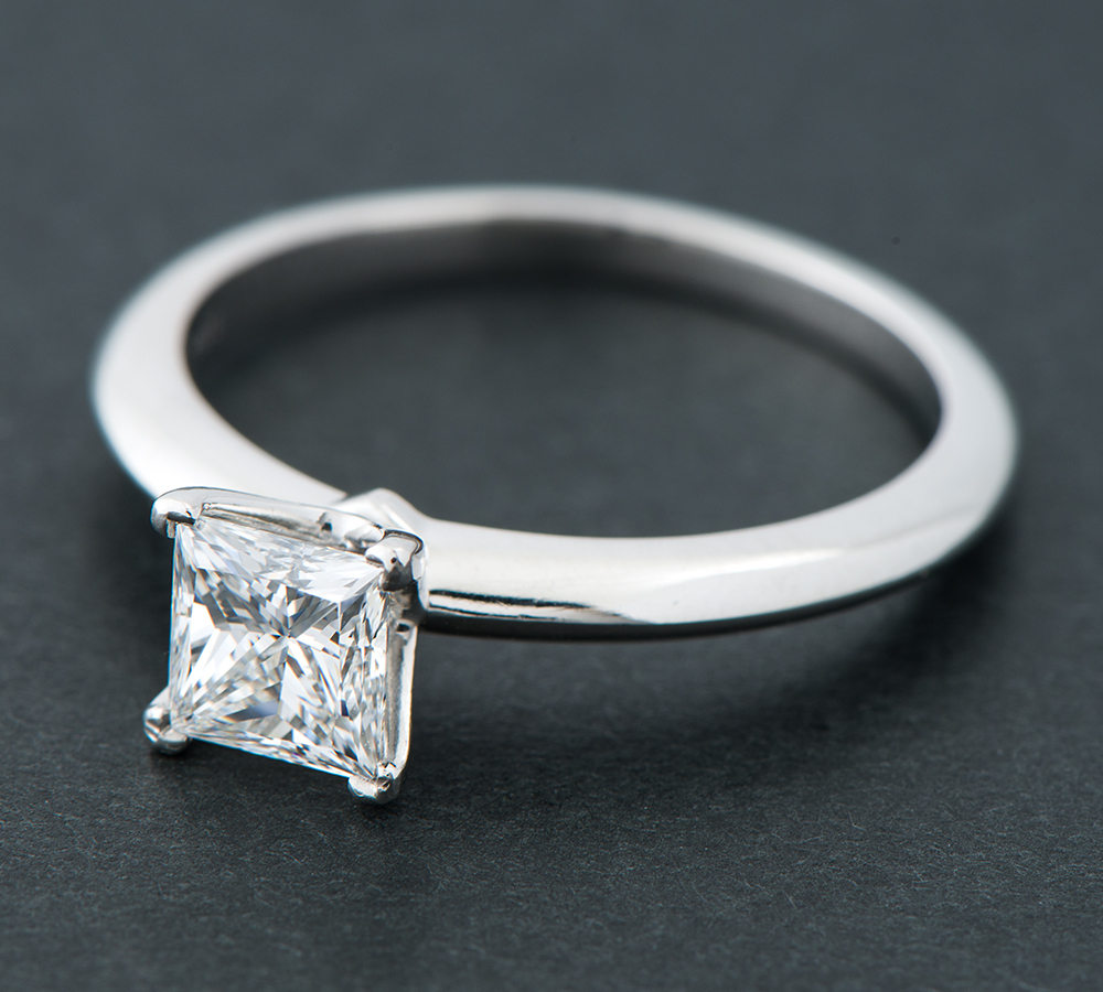  Tiffany sleigh tia Princess cut diamond 0.76ct platinum 950 11 number ring * ring [ used ]