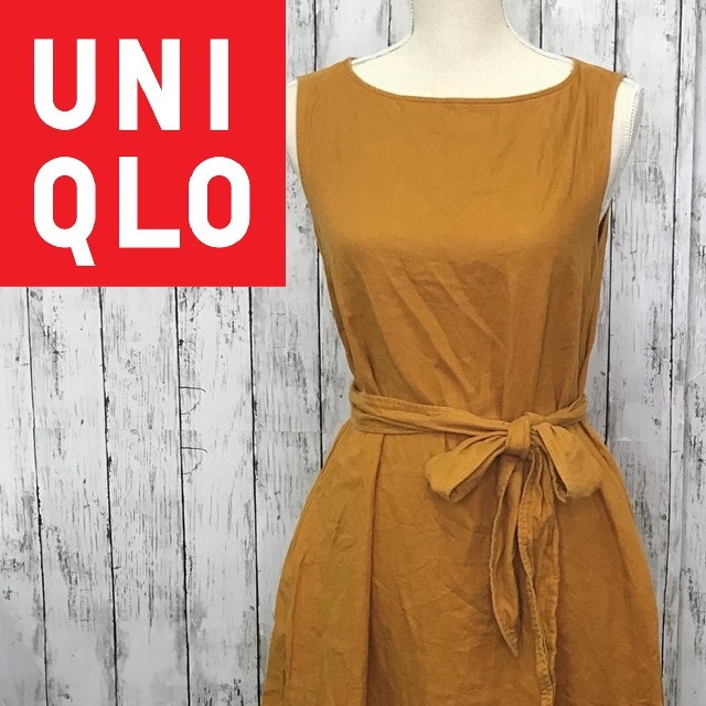 UNIQLO* Uniqlo *linen Blend A линия One-piece * размер M 1116-55