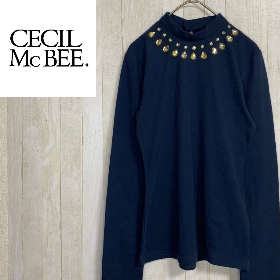 CECIL McBEE★セシルマクビー★長袖 ビジュー カットソー★サイズM　18-27_画像1