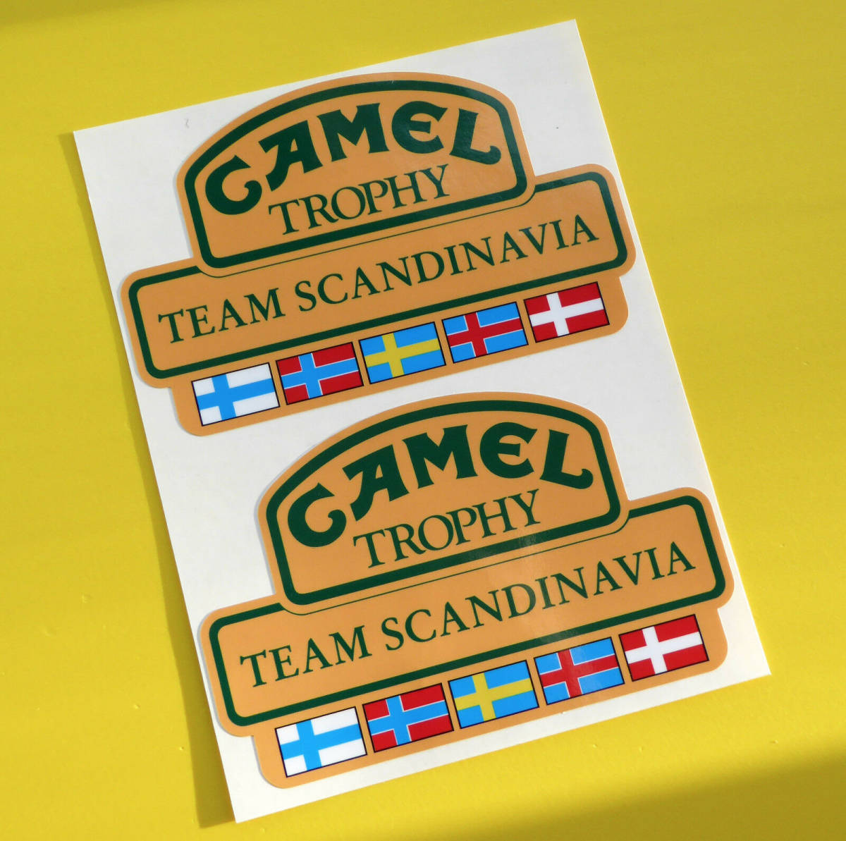 送料無料 CAMEL TROPHY Team SCANDINAVIA STICKER キャメル ステッカー デカール セット 120mm x 75mm 2枚セット_画像1