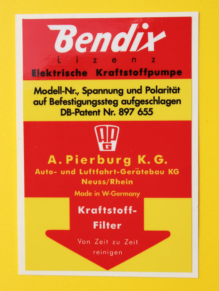 送料無料 Bendix Fuel Pump Sticker ベンディックス ステッカー シール 87mm x 57mm_画像1