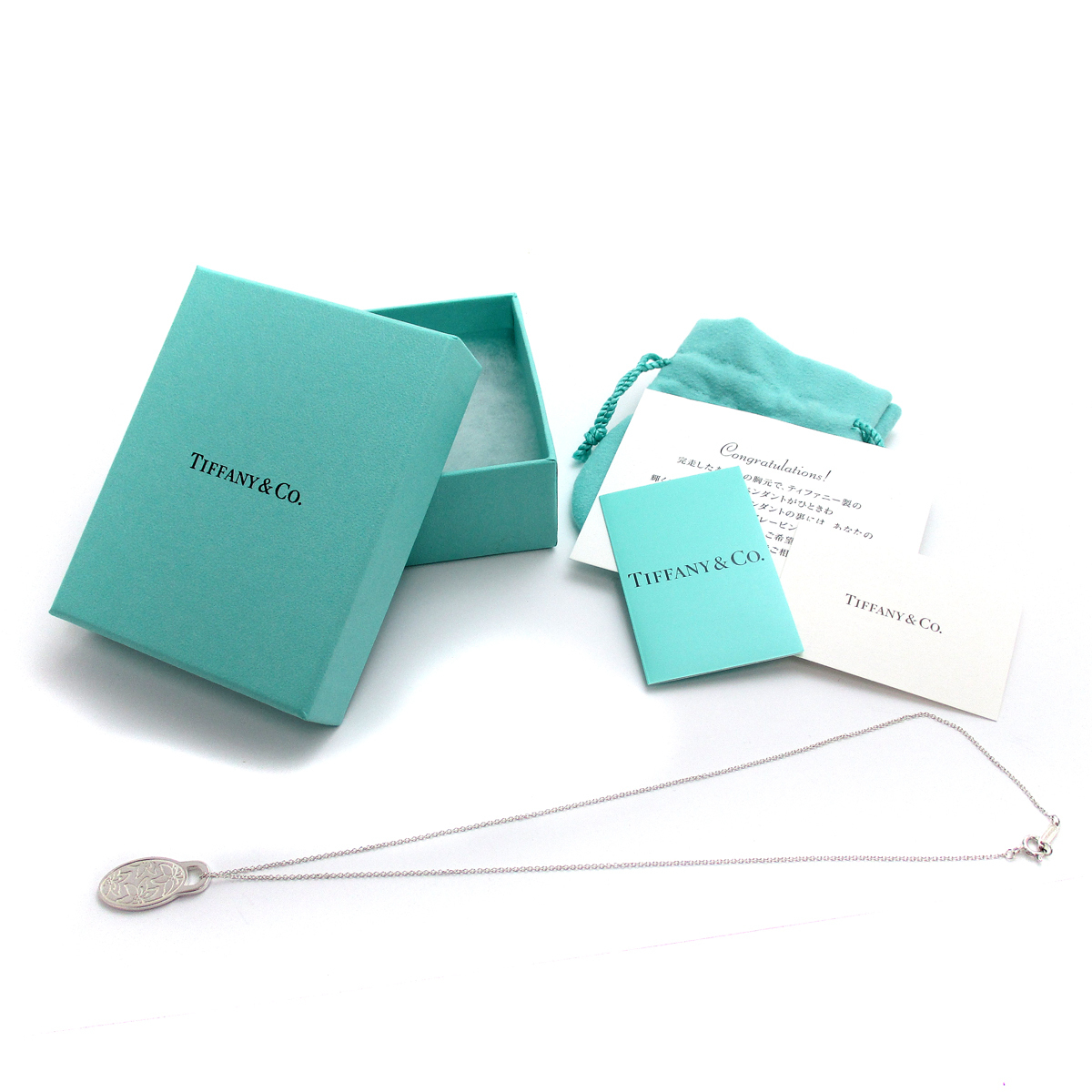 ティファニー ネック 名古屋ウィメンズマラソン2013記念 リリー ペンダント ネックレス シルバー925 TIFFANY BOX 磨き仕上げ済 美品 百合_画像4