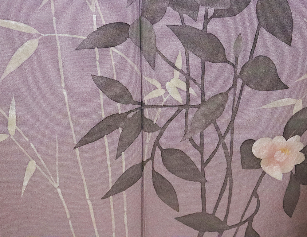訪問着 正絹 薄紫 暈し 手描き花 7号 Sサイズ ki19346 新品 お出かけ用 送料無料_画像3
