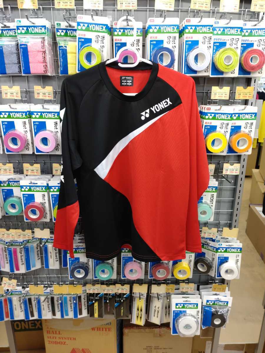 [16537Y(496) L]YONEX( Yonex ) Uni long sleeve T-shirt Sunset red size L badminton tennis 2021 new work exhibition . limitation 