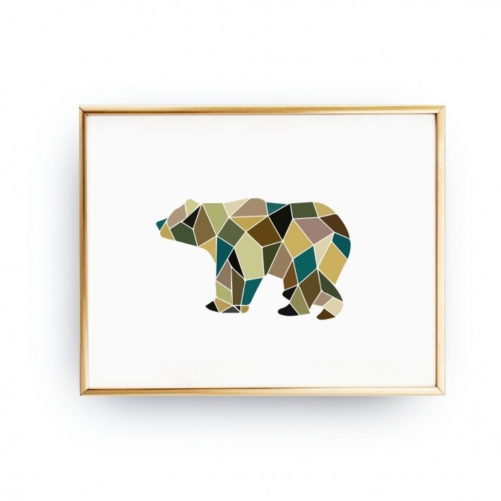 LOVELY POSTERS | GEOMETRIC BEAR PRINT | A3 アートプリント/ポスター_画像1