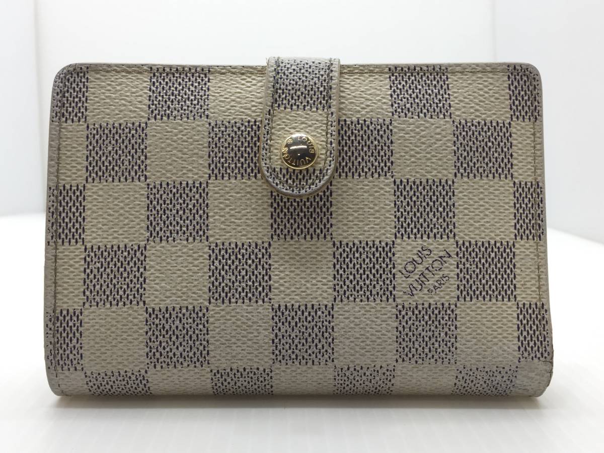 □ ルイヴィトン N61676 ポルトモネ ヴィエノワ 2つ折り コンパクト 財布 ダミエ アズール LOUIS VUITTON □_画像1