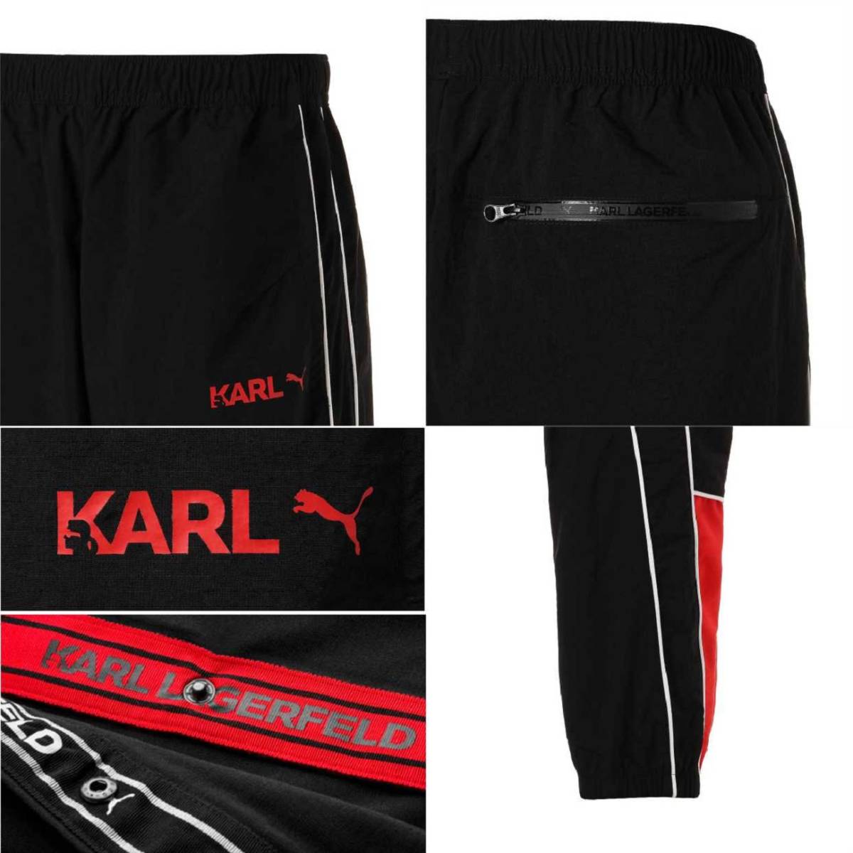 プーマ カールラガーフェルド コラボ トラックジャケット＆パンツ USサイズXS(S相当) 定価36300円 黒/赤 KARL LAGERFELD メンズ 上下セット_画像10