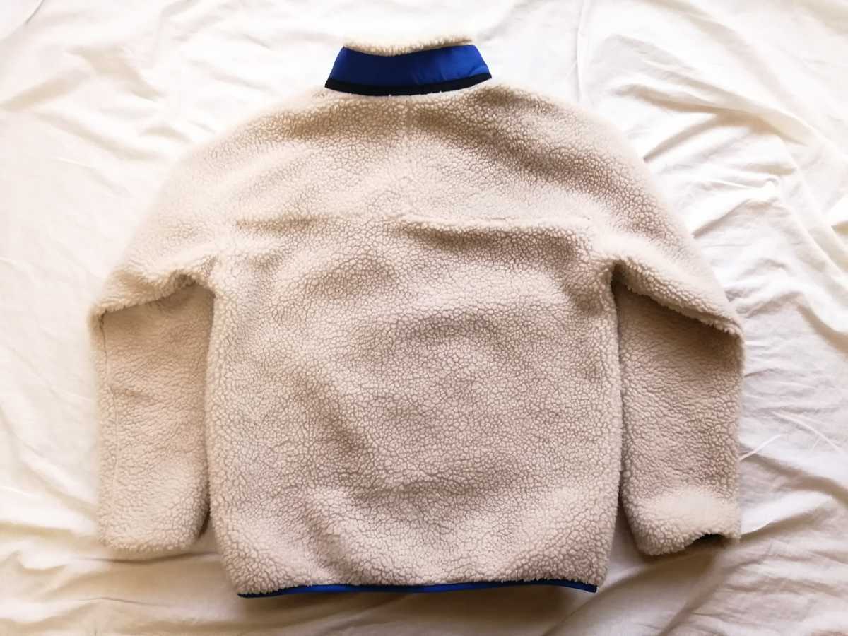 美品◎patagonia　パタゴニア　キッズ　レトロX　XL ナチュラル　ブルー　ボア　フリース