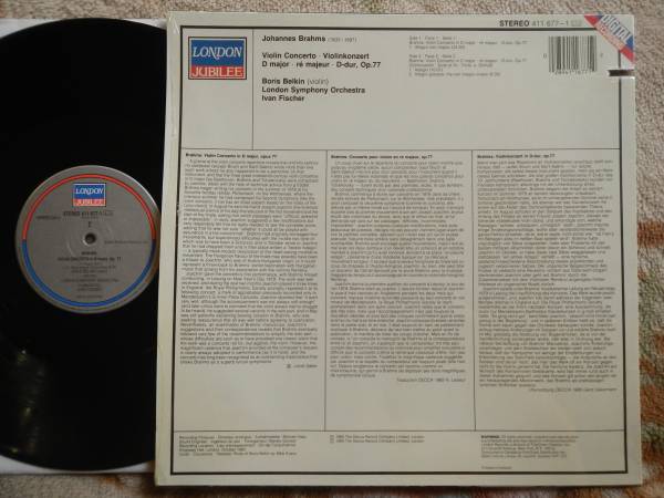 【LP】ボリスベルキン(411677-1蘭LONDON1985年BORIS BELKIN米国向EXPORTブラームスヴァイオリン協奏曲BRAHMS/VIOLIN CONCERTO)_画像2
