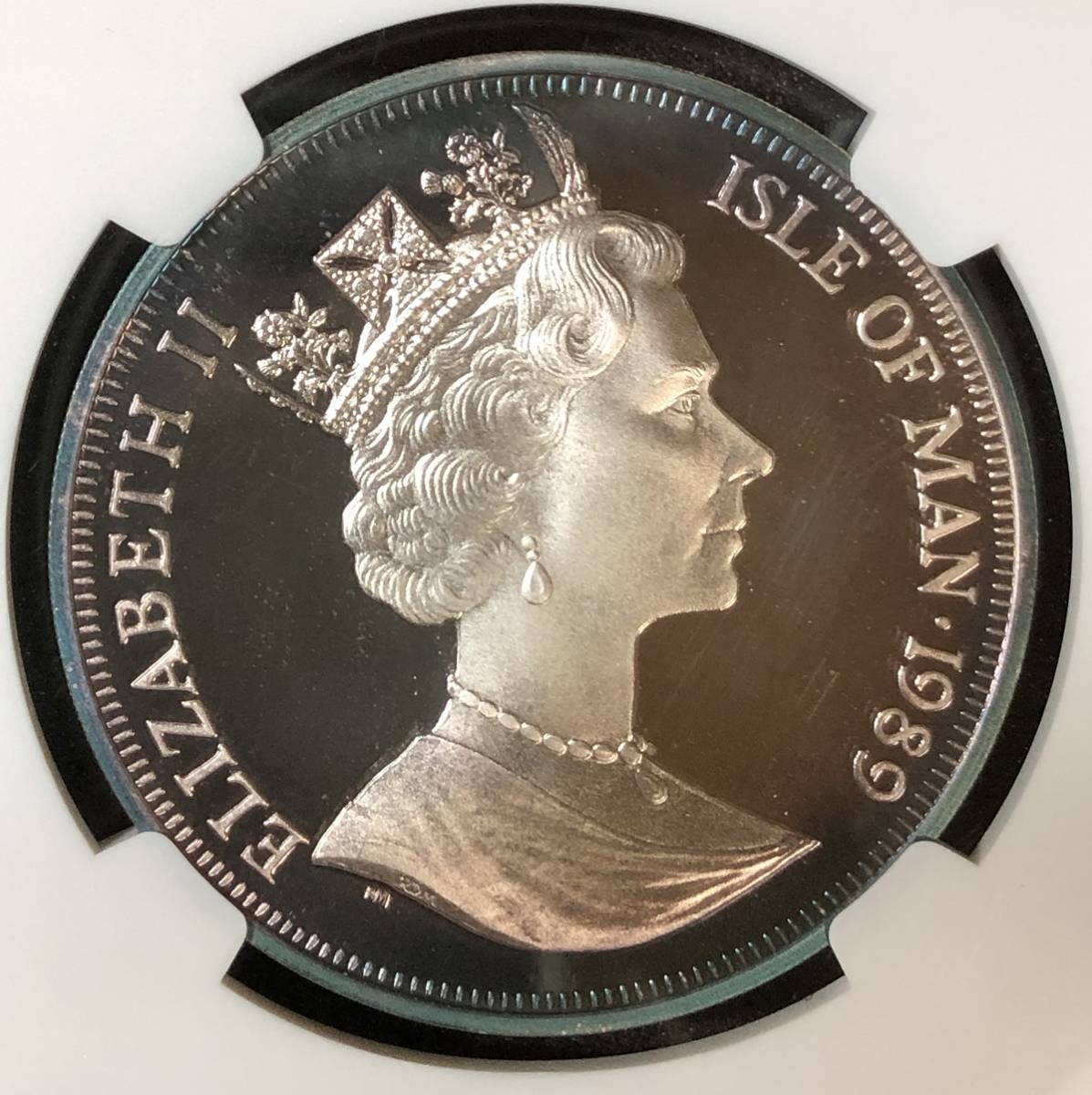 【大人気 キャット 銀貨】1989年 イギリス領 マン島 銀貨 ペルシャ猫 1クラウン NGC PF69UC プルーフ 準最高鑑定 ネコ ねこ Cat シルバー_画像2