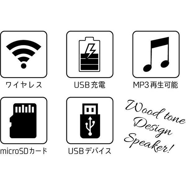 ★未使用品 ハック ウッド調　Bluetooth　ワイヤレス　スピーカー HAC2686　元箱なし・microＳＤカード挿入で再生も可能★_画像6