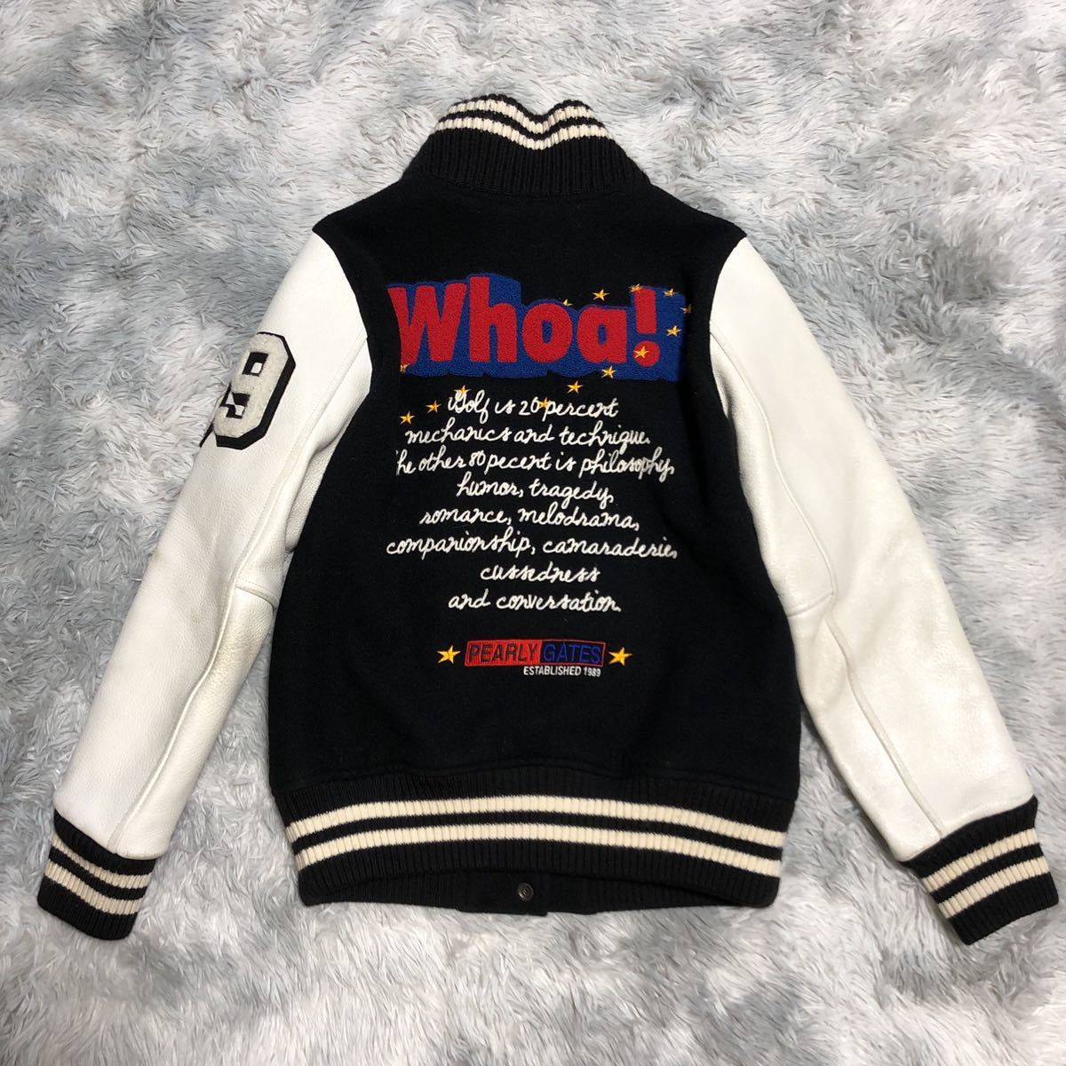 レア PEARLY GATES パーリーゲイツ 袖レザー スタジャン ジャケット