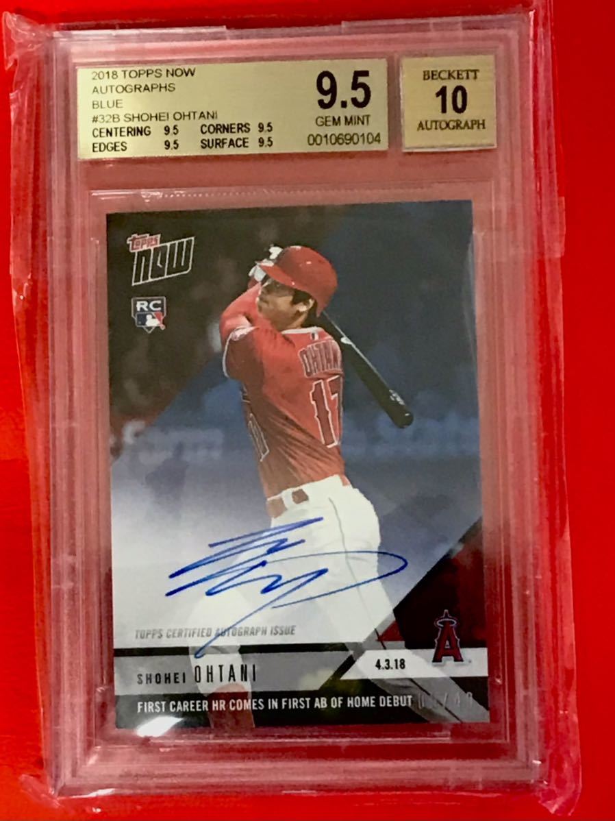 ☆初ホームラン☆大谷翔平直筆サインカード 初本塁打2018 ohtani shohei auto topps now直書き 49シリアルBECKETT鑑定TRUE GEM取得/MVP WBC_画像1