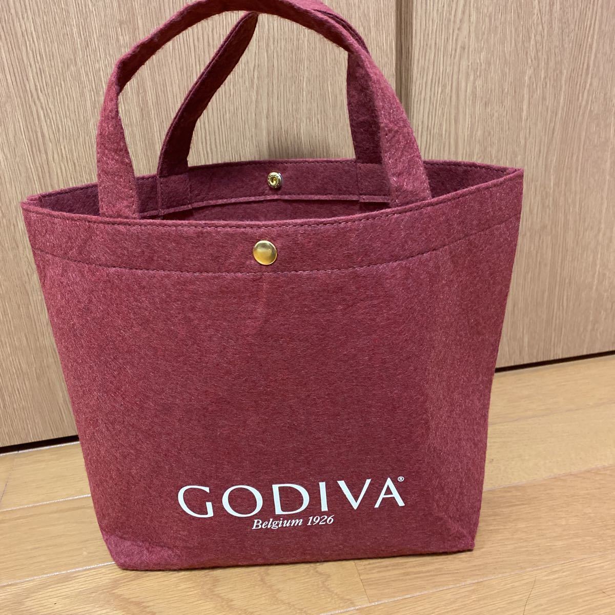 超美品★GODIVA 　フェルト　トートバッグ　 ゴディバ　★ボルドー_画像1