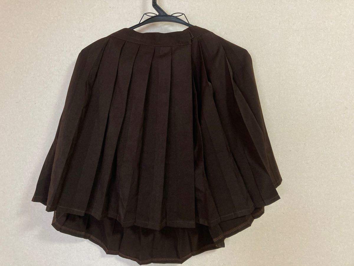 セーラー服 コスプレ衣装　大きいサイズ　上下　半袖　スカート　紐タイ　茶色