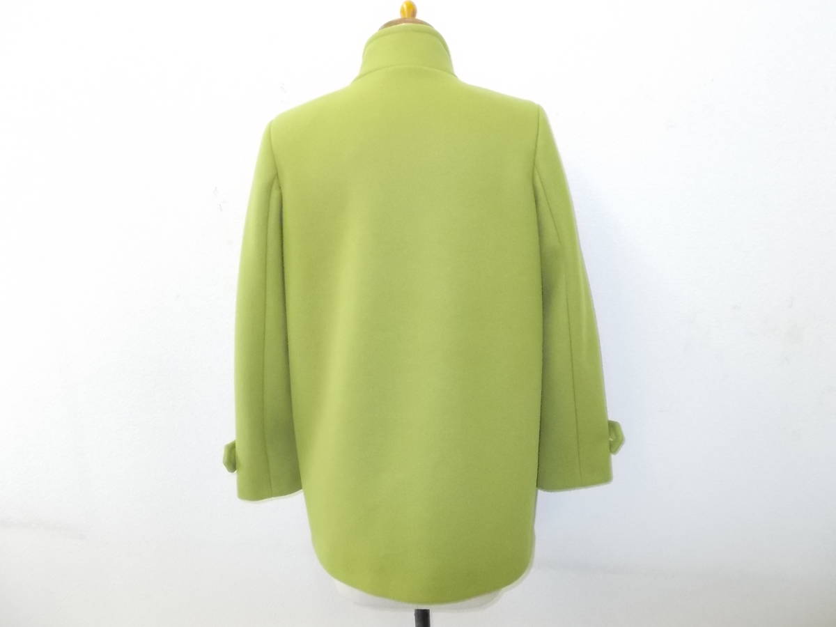 a1110◆RINASCIMENTO スタンドカラーコート◆リナシメント デザインコート Cappotto Coat XSサイズ うぐいす色 肩パット入り イタリア製3L_画像4