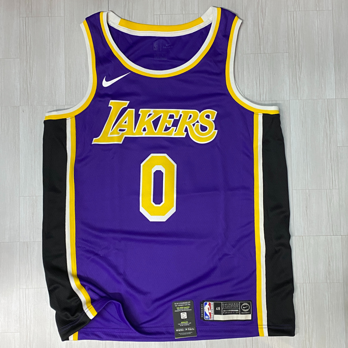 США подлинные [s] nike nike nba los angeles lakers la lakers kyle kuzma # 0 Подлинная баскетбольная рубашка фиолето