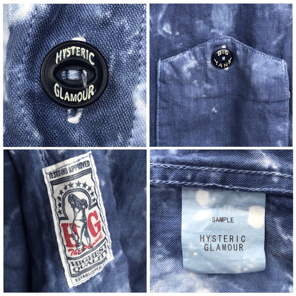  valuable SAMPLE goods *HYSTERIC GLAMOUR × BIG YANK/ Thai large dyeing long sleeve car n blur - shirt M* mountain poke work shirt blue / Hysteric Glamour HG