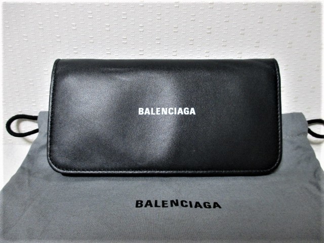 ☆BALENCIAGA バレンシアガ ロゴ レザー 長財布 財布☆ユニセックス☆ブラック