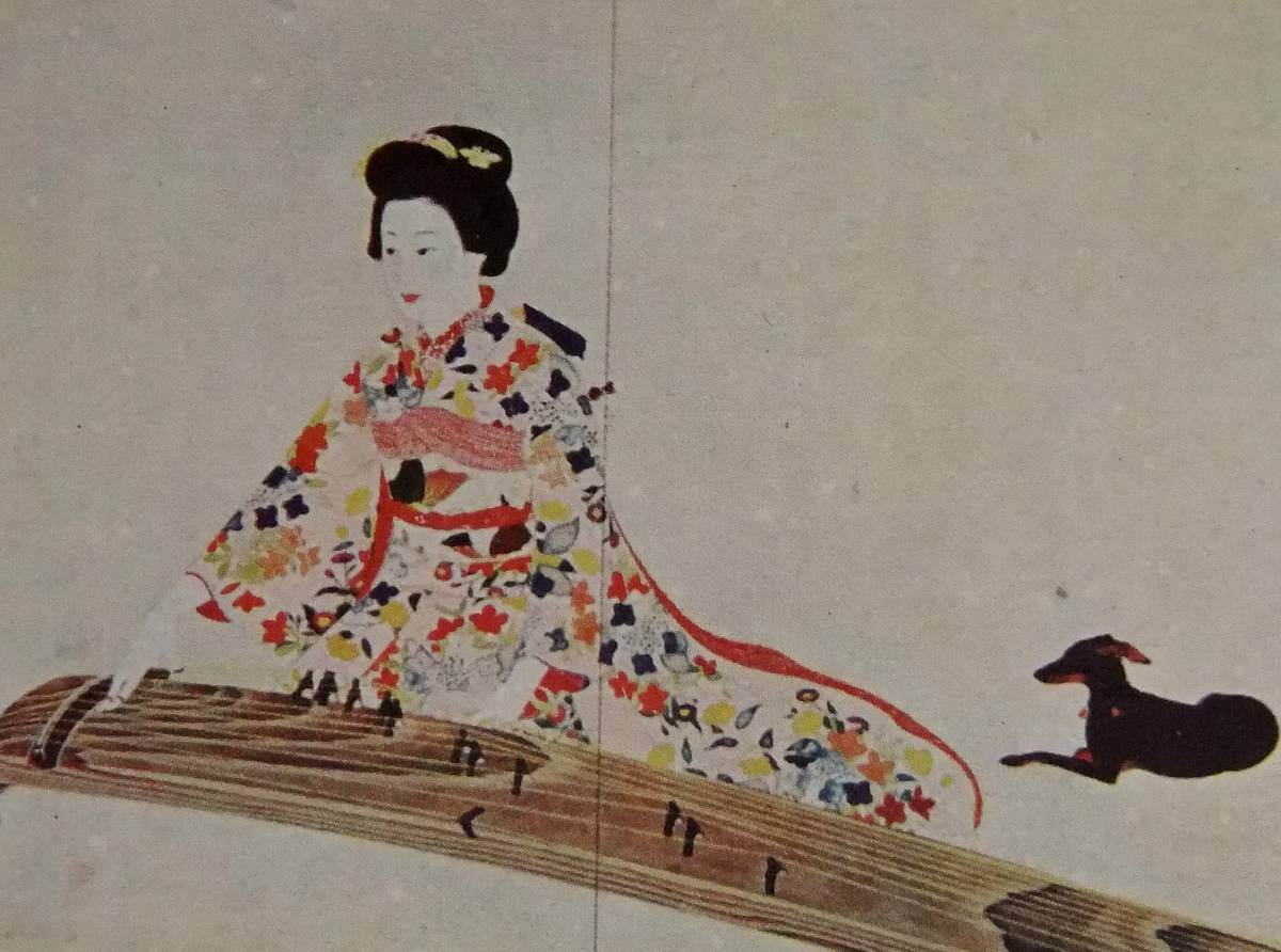 絵葉書戦前　美術・絵画　琴　小林古徑　日本美術院第16回展覧会出品　ハガレがあります（写真参照）_画像2