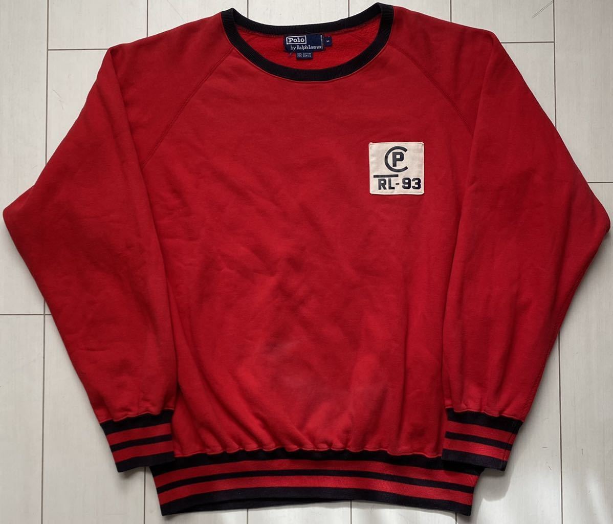  free shipping 90s vintage Vintage POLO Ralph Lauren CP RL-93 LIB LINE rib line sweat sweat pants sweatshirt red SPORT 92 rrl XL