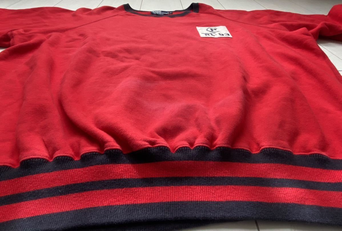  free shipping 90s vintage Vintage POLO Ralph Lauren CP RL-93 LIB LINE rib line sweat sweat pants sweatshirt red SPORT 92 rrl XL