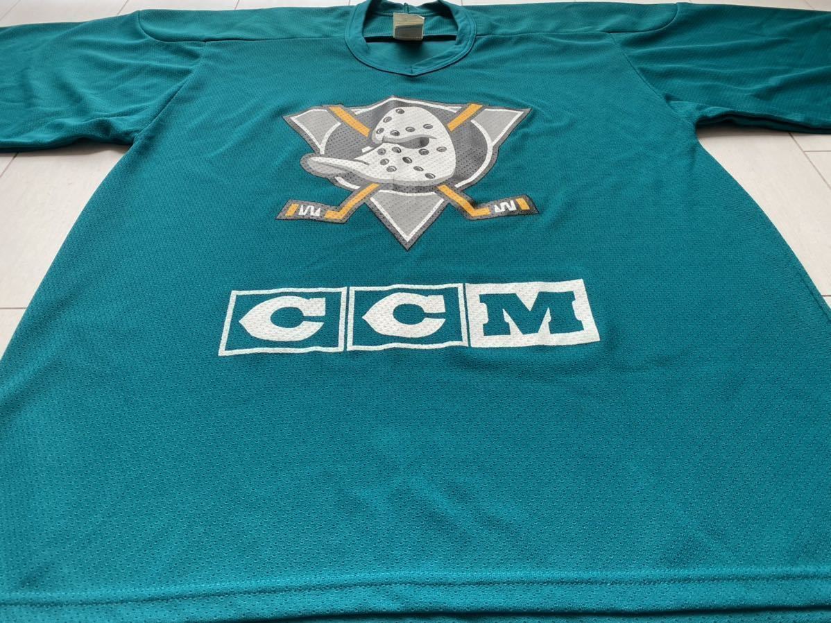 送料無料 美品 90s カナダ製 vintageビンテージ maska MIGHTY DUCKS マイティ マイティー ダックス ホッケー シャツ  ジャージ CCM NHL XL